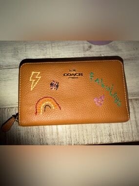 Coach Zip Wallet with Multicolor Embroidery